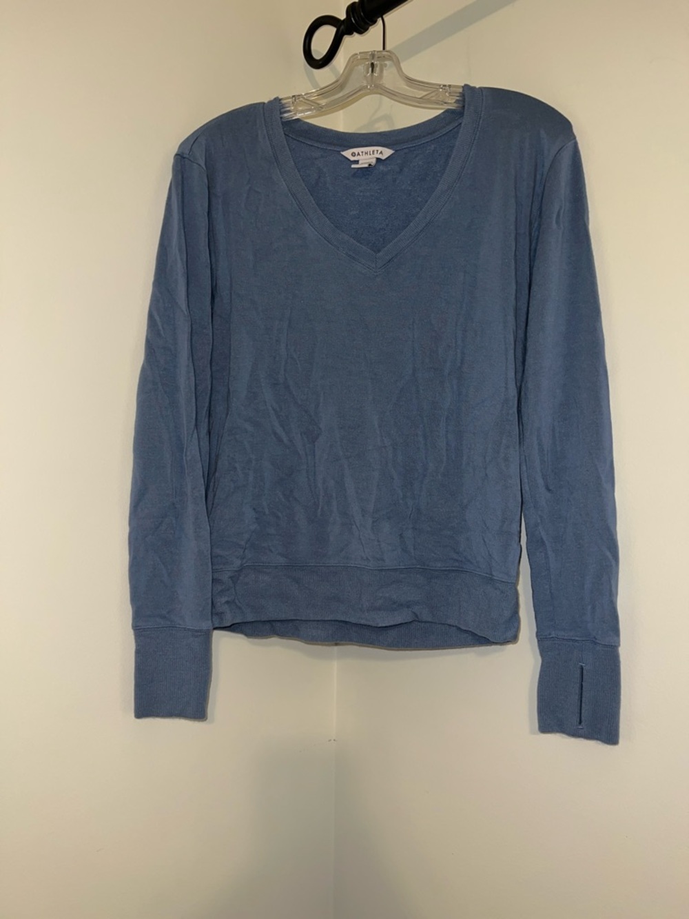 Athleta Dusty Blue V-Neck Pullover Sweatshirt